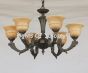 4205-6 Genuine Spanish Cast Brass Chandelier with Stone Shades