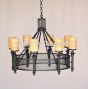 1038-8OX  Contemporary Wrought Iron Mesh Chandelier with Onyx