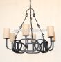 1251-6GL Contemporary Style Wrought Iron Chandelier with Glass Candles