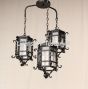 2028-3CL Santa Barbara Style Wrought Iron Outdoor Lantern Hanging Swag Cluster Light