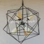 Contemporary Wrought Iron Chandelier with Real Onyx Stone Shades 
