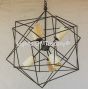 Contemporary Wrought Iron Chandelier with Real Onyx Stone Shades 