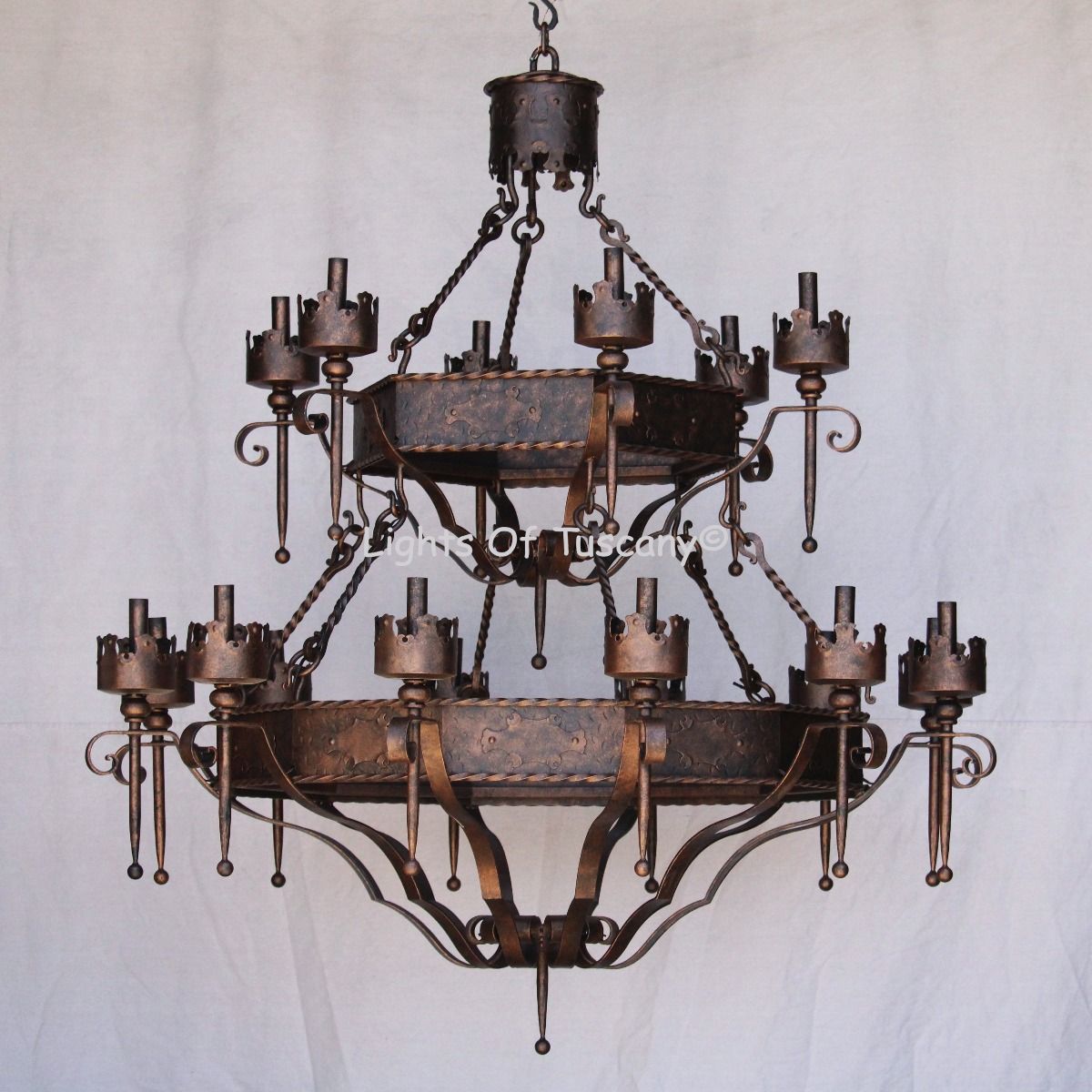 Lights of Tuscany 1259-18 Gothic Revival Style Wrought Iron 2 Tier ...