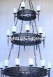 1437-24GL Wrought Iron Large Spanish Style Chandelier 