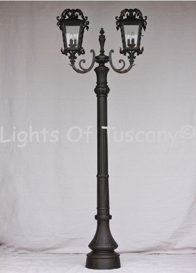 7615-6 Rustic Tuscan Style Iron Standing Post Light 