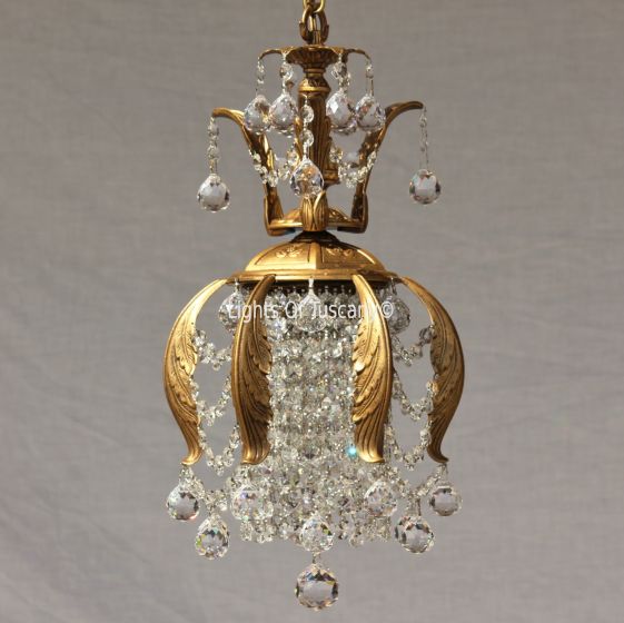 Solid brass candelabra crystal pendant cut prism  