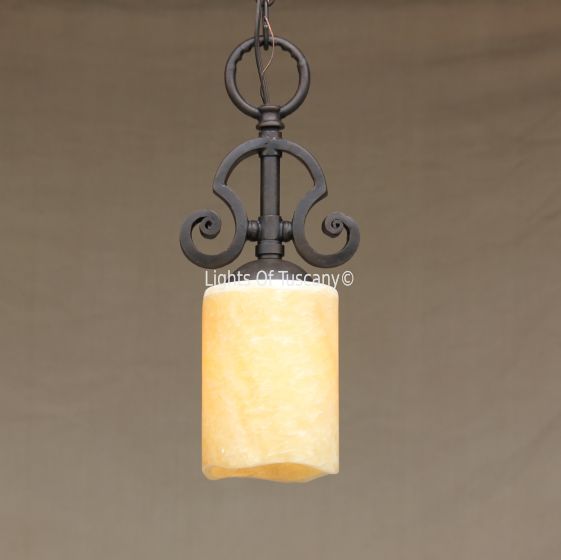 Onyx Mini-Pendant-Hand Forged-Wrought Iron
