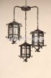 2028-3CL Santa Barbara Style Wrought Iron Outdoor Lantern Hanging Swag Cluster Light