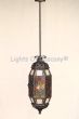 2524-3 Moroccan Style Wrought Iron Hanging Pendant Light with Stained Glass