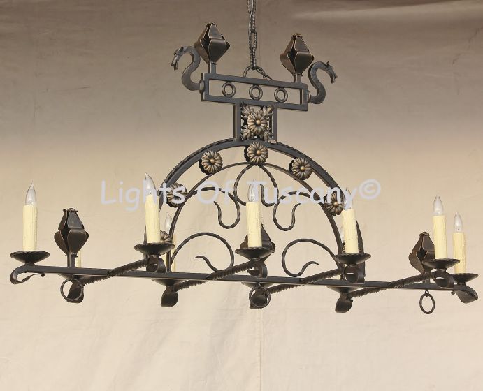 1558-10 Spanish Style Wrought Iron Chandelier