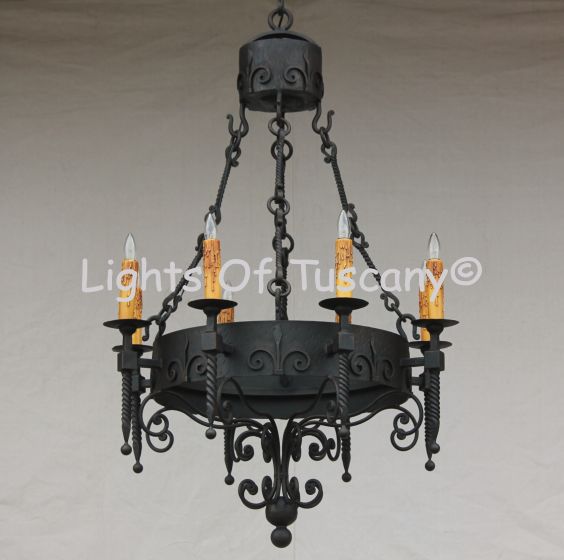 Spanish Wrought Iron Chandelier.