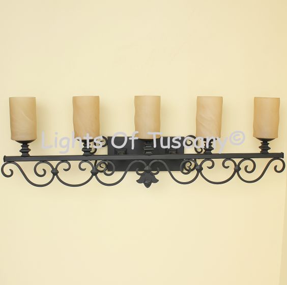 5651-5 Tuscan/Mediterranean Style Wrought Iron Bathroom 5 Light Vanity 