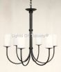 1452-6GLS Rustic Contemporary Style Iron Transitional Chandelier with glass shades