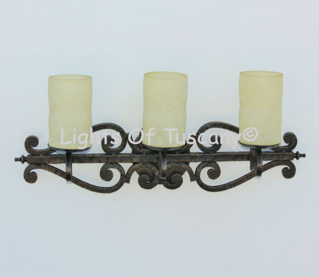 Bathroom Bar-Tuscan-Hand Forged-Wrought Iron , Bathroom Vanity Light, Spanish Vanity Light, Rustic Vanity Light, LED Vanity Light, Bathroom Bar Light