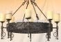 1470-8  Spanish Revival Wrought Iron Chandelier with Real Onyx