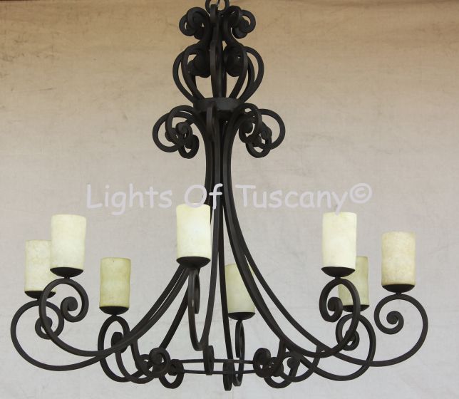 Large Spanish Style Iron Chandelier