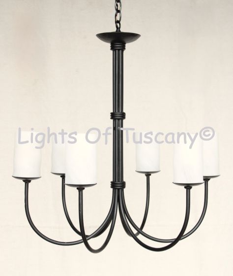1452-6GLS Rustic Contemporary Style Iron Transitional Chandelier with glass shades