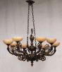 4227-8 European Antique Brass Style Chandelier with Real Stone Shades