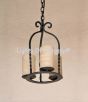 6521-3GL Rustic Mediterranean Style Iron Mini Chandelier with Glass Candles