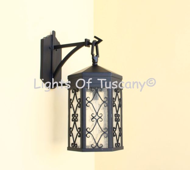8132-1 Contemporary Spanish Outdoor Iron Wall Lantern