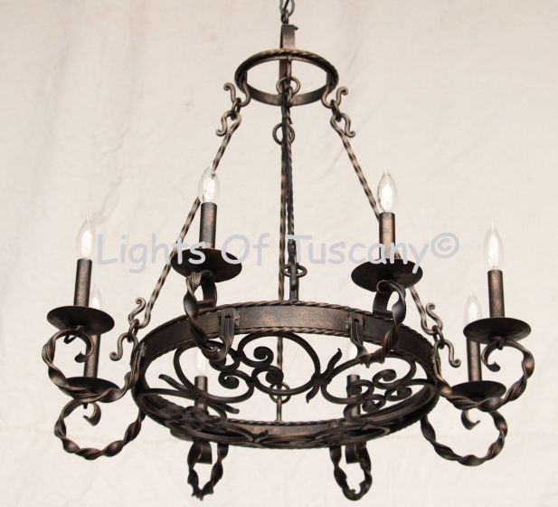 1387-8 Spanish - Mediterranean Style Wrought Iron Chandelier
