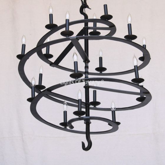 1040-18 Spiral Contemporary Wrought Iron Chandelier
