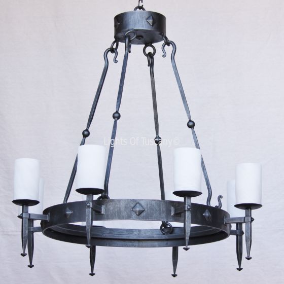 1082-8 Transitional Spanish Style wrought Iron Chandelier