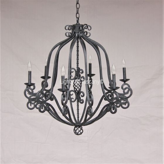 1333-8 Spanish Tuscan Style Wrought Iron Chandelier