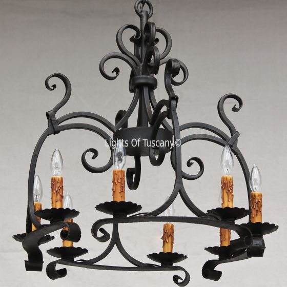 Tuscan-Gothic-Medieval Chandelier-Hand Forged-Wrought Iron