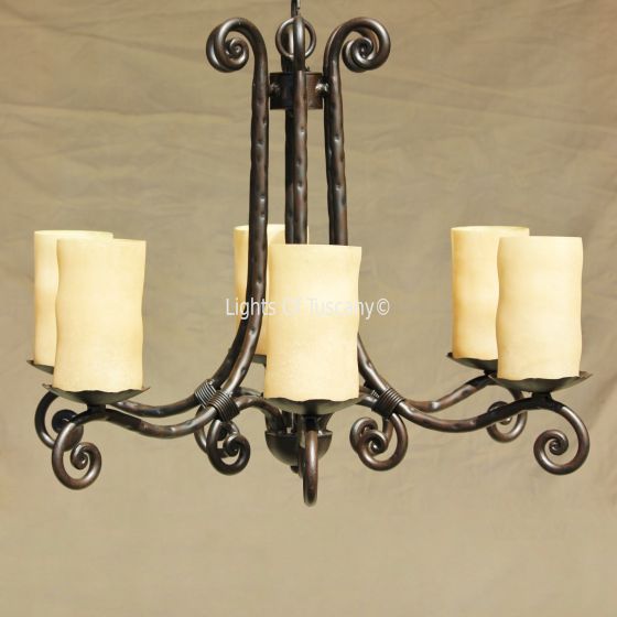 Tuscan-Gothic-Medieval Chandelier-Hand Forged-Wrought Iron