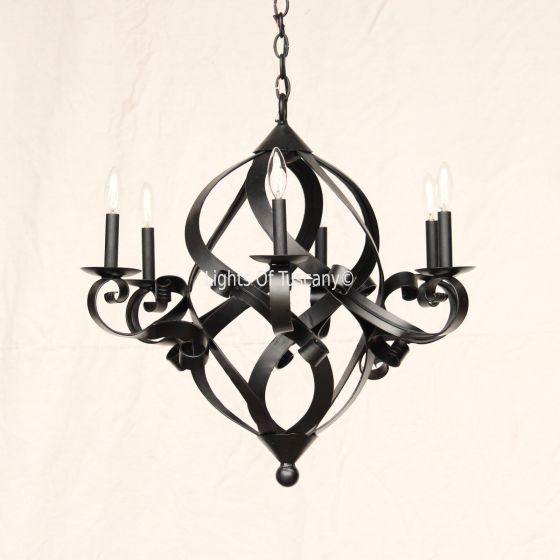1428-6 Contemporary Spiral Style Iron Chandelier