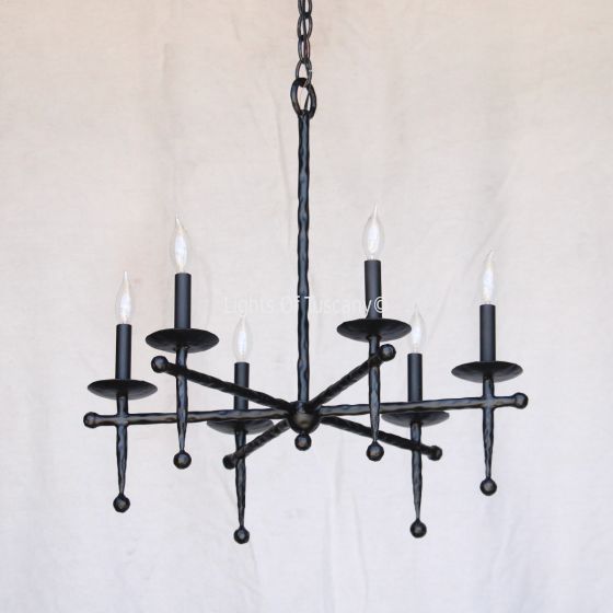 1456-6 Wrought Iron Rustic Country Italian Style Chandalier