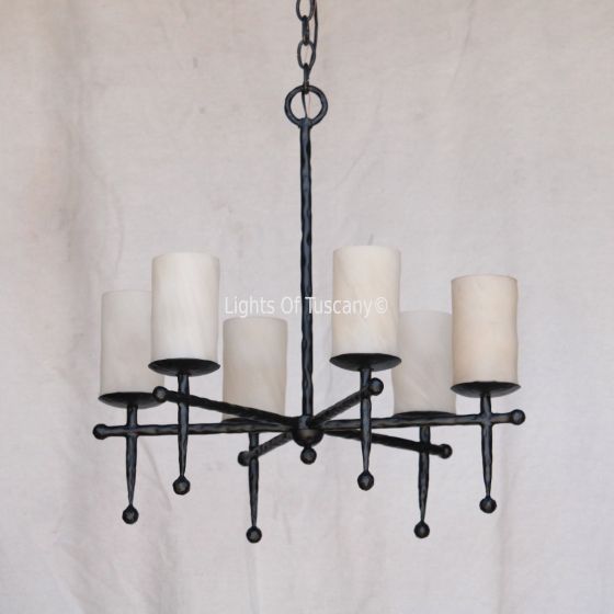 1456-6GL Wrought Iron Rustic Country Italian Style Chandelier