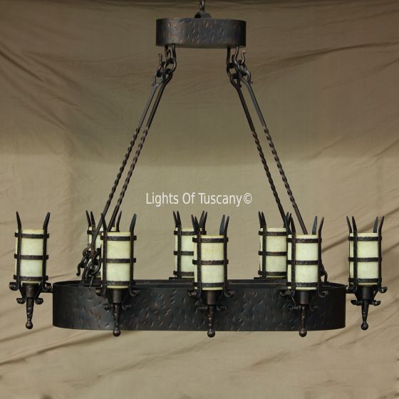 Tuscan-Medieval-Castel Chandelier-Hand Forged-Wrought Iron
