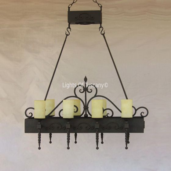 Tuscan wrought Iron Island chandelier