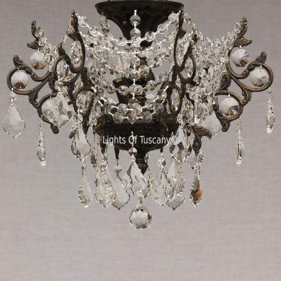 Solid brass candelabra crystal Flush Mount