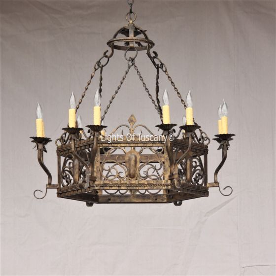 Rustic Gothic Spanish Tuscan Vintage Antique Chandelier