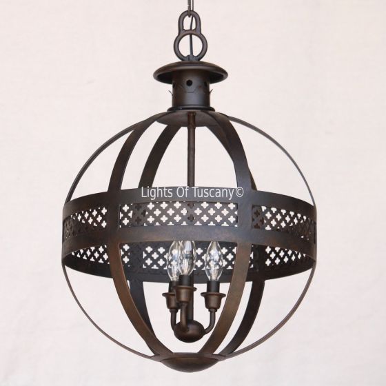 2001-3 Transitional Style Wrought Iron Sphere Chandelier 