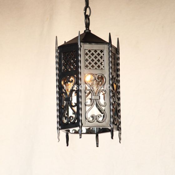 2013-1 Gothic Revival Wrought Iron Hanging Lantern