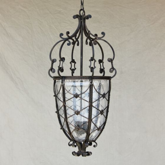 Hand forged wrought iron Spanish Revival / Mediterranean style hanging pendant light