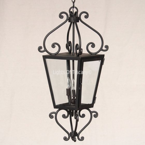 2022-4 Wrought Iron Italian Tuscan Style Hanging Lantern