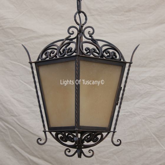 pendant-lighting-hanging-Hand-Forged Wrought Iron/ Spanish Revival lantern