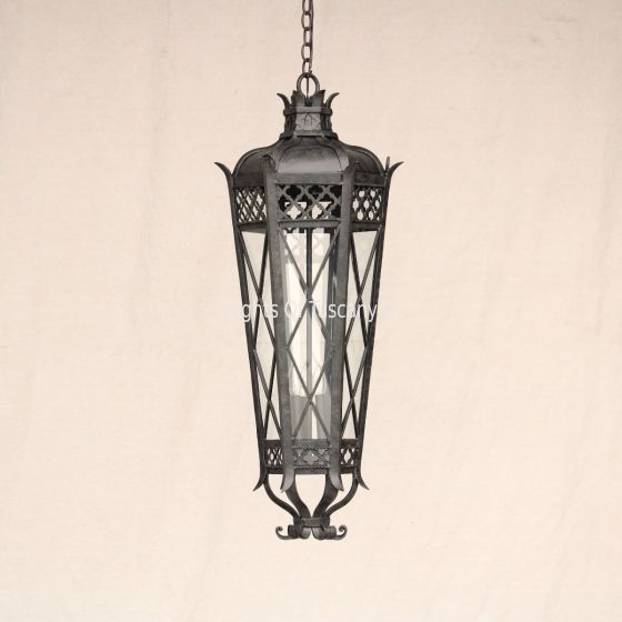 2034-3 Wrought Iron Italian Tuscan Style Hanging Lantern 