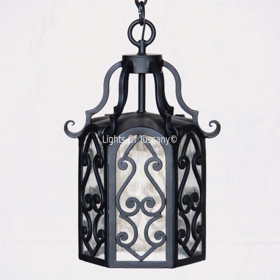 2043-1 Spanish Revival Wrought Iron Outdoor Hanging Lantern
