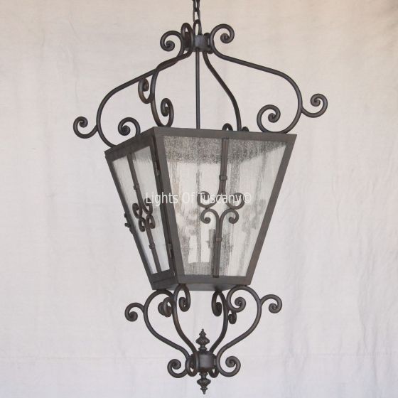 2048-4 Rustic Tuscan Style Wrought Iron Hanging Pendant