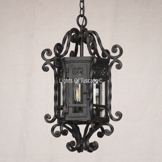 2098-1 Wrought Iron Spanish Style Hanging Lantern
