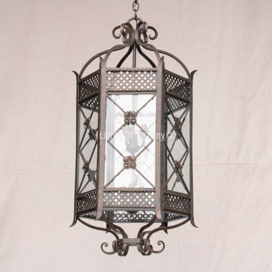 2109-3 Wrought Iron Italian Tuscan Mediterranean Style Hanging Lantern