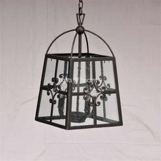 Hanging Tuscan Wrought Iron Lantern Style Rustic Light
