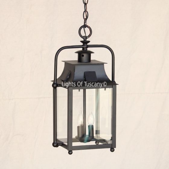 2185-1 Craftsman Colonial Style Wrought Iron Hanging Pendant Light Lantern