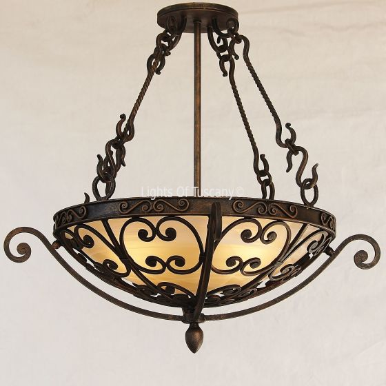 2404-3 Mediterranean/Tuscan Style Iron Hanging Bowl Pendant Light
